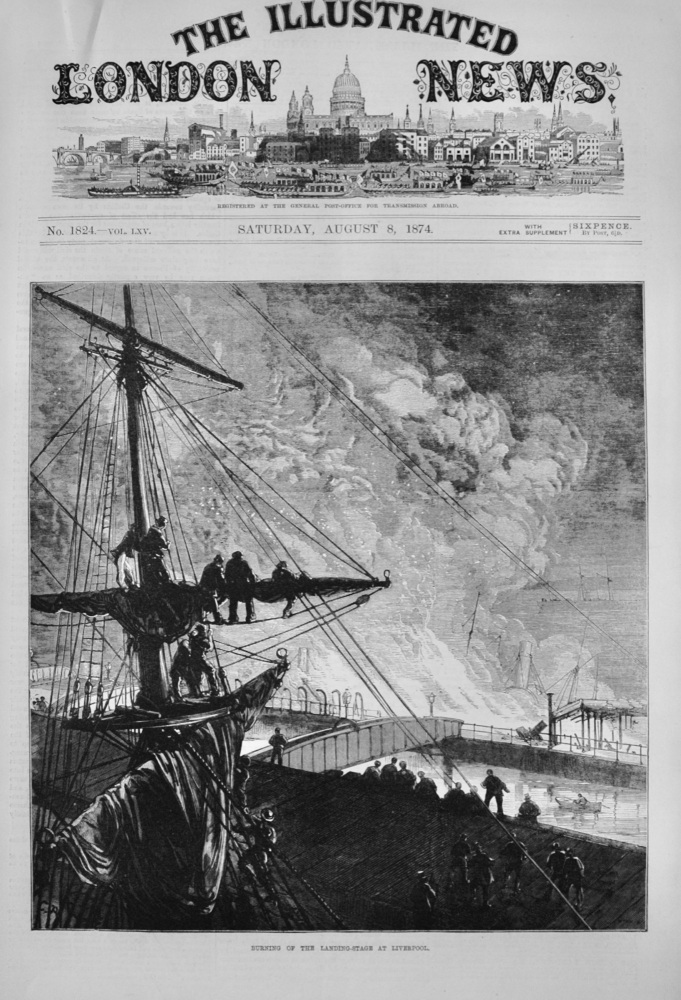 Burning of the Landing Stage at Liverpool - 1874