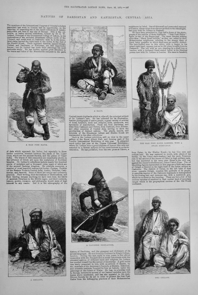 Natives of Dardistan and Kafiristan, Central Asia - 1874