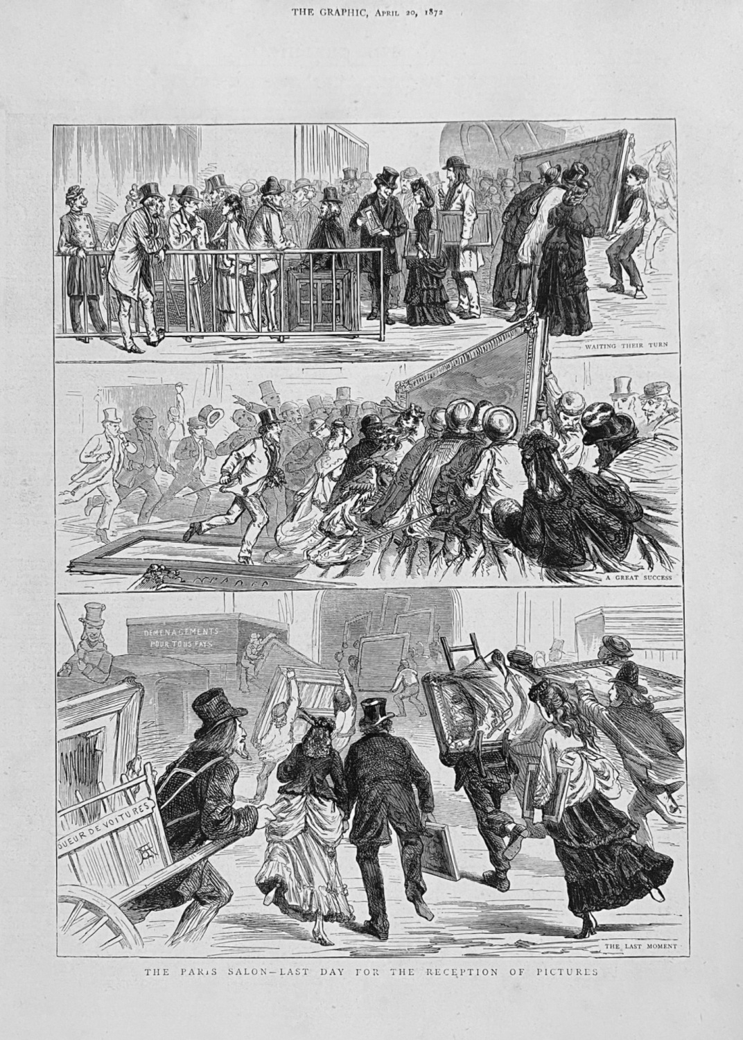 The Paris Salon - Last Day for the Reception of Pictures.  1872.