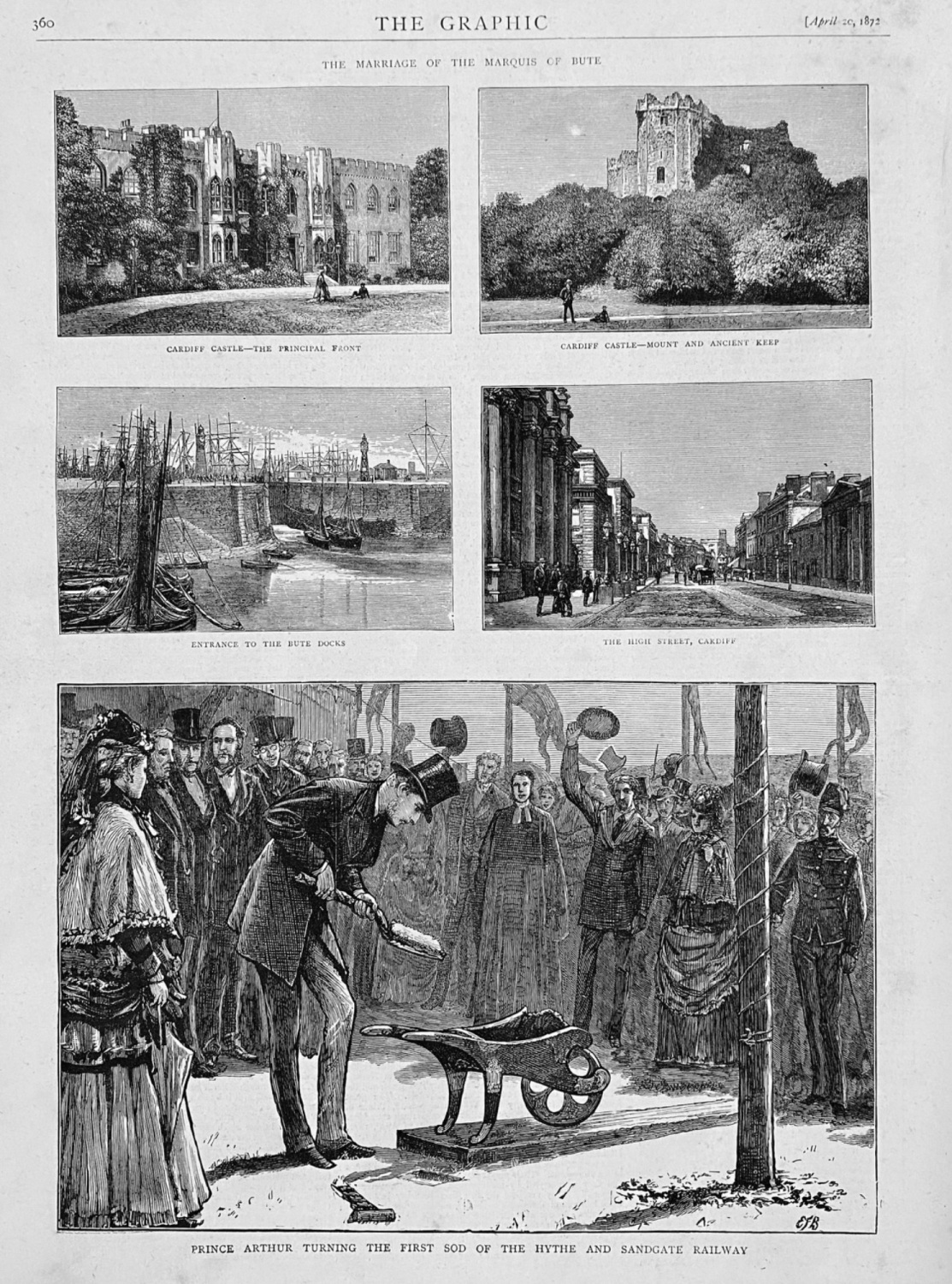 Prince Arthur turning the First Sod of the Hythe and Sandgate Railway.  187