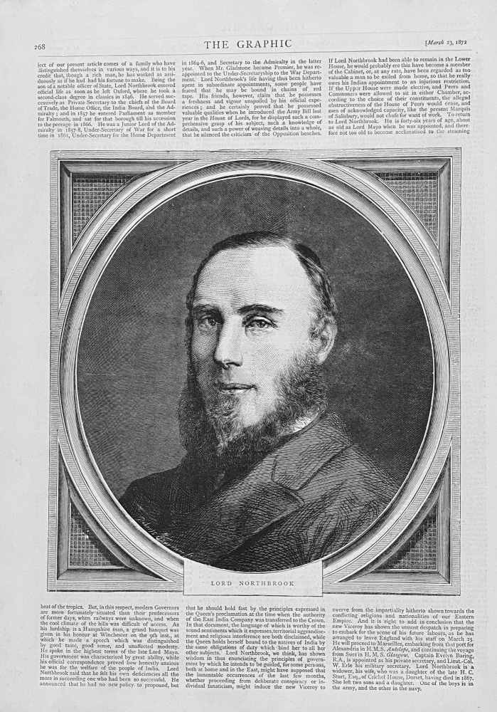 The New Viceroy of India.   Lord Northbrook. 1872.