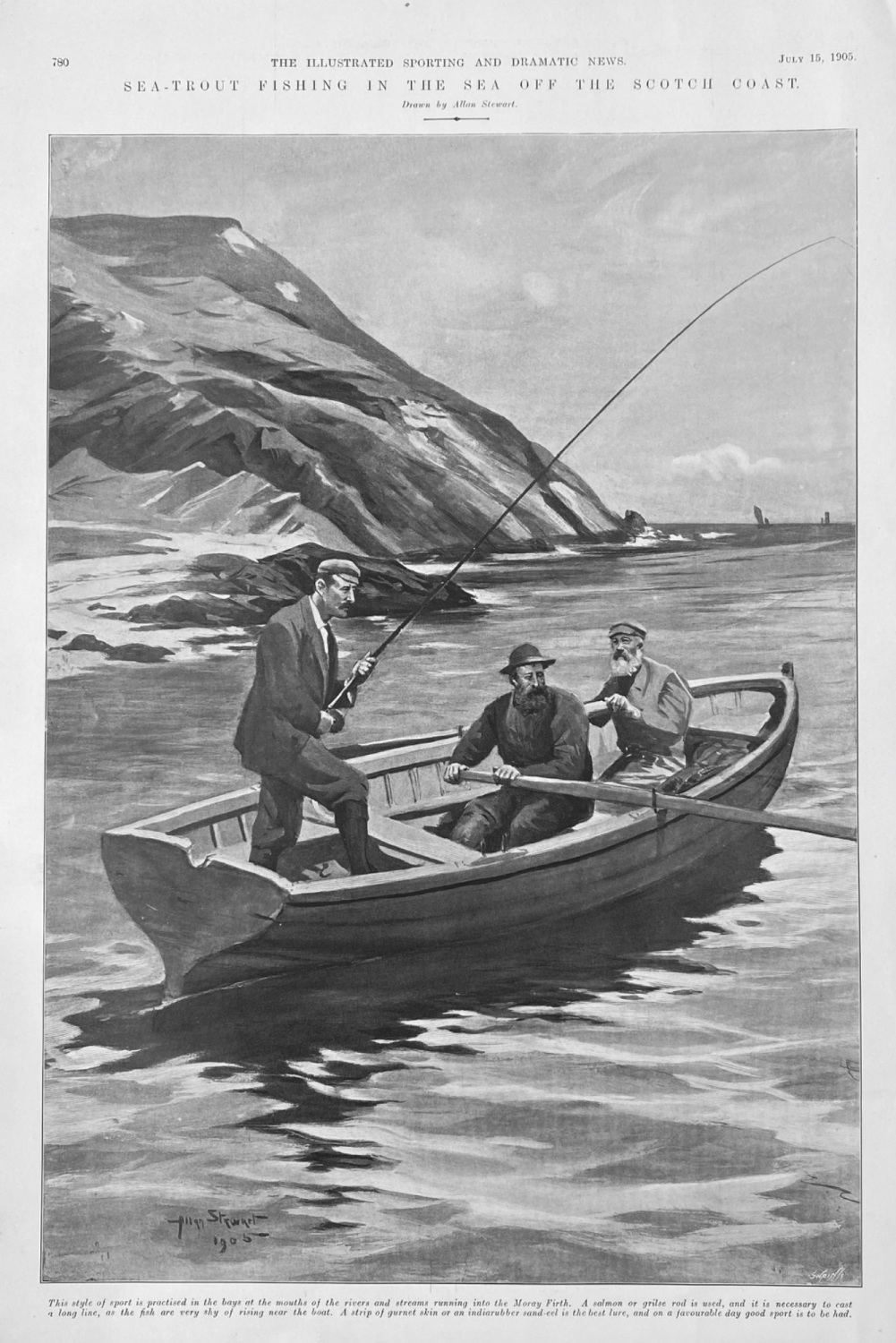Sea-Trout Fishing in the Sea off the Scotch Coast.  1905.