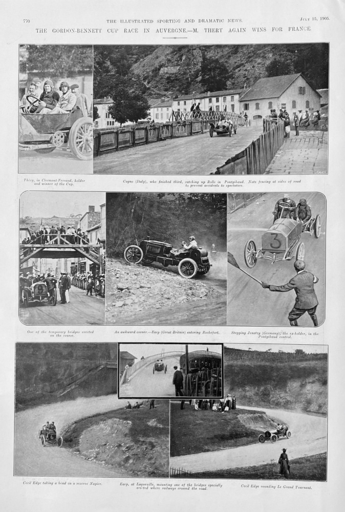 The Gordon-Bennett Cup race in Auvergne.- M. Thery again Wins for France.  1905.