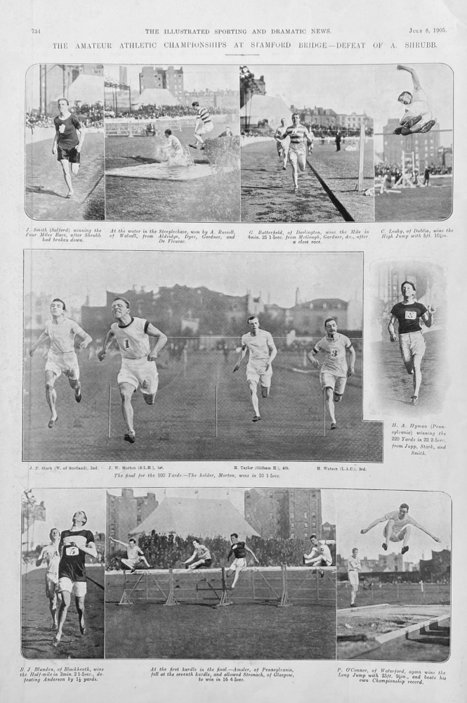 The Amateur Athletic Championships at Stamford Bridge - Defeat of A. Shrubb. 1905.