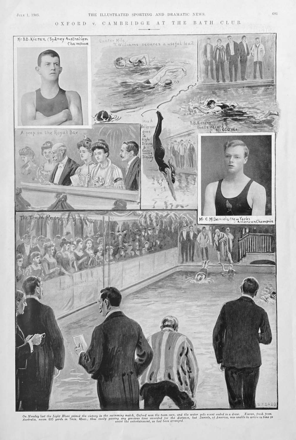 Oxford  v. Cambridge at The Bath Club.(Swimming).  1905.