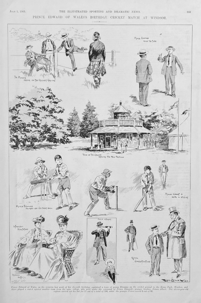 Prince Edward of Wales's Birthday Cricket Match at Windsor.  1905.