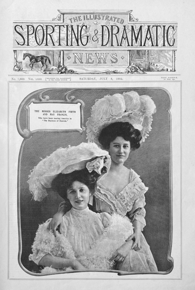 The Misses Elizabeth Firth and May Francis, who have been touring America in "The Duchess of Dantzic."  1905.