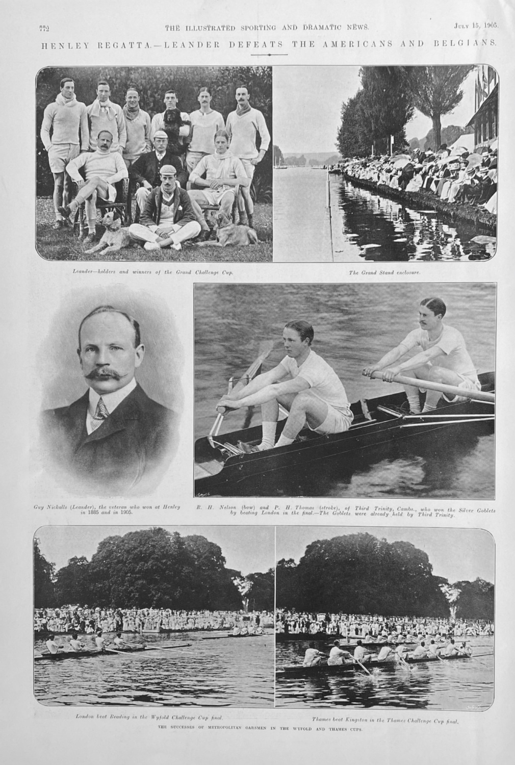 Henley Regatta.-Leander Defeats the Americans and Belgians.  1905.