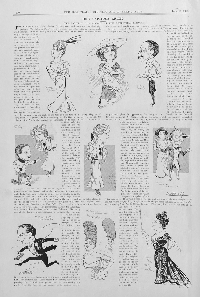 Our Captious Critic.  "The Catch of the Season,"  at the Vaudeville Theatre.  1905.