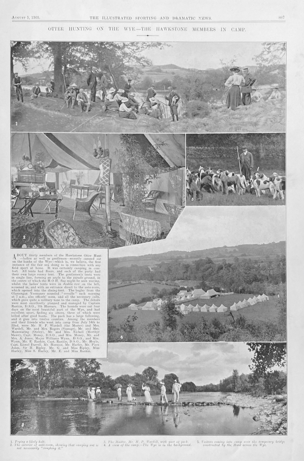 Otter Hunting on the Wye.- The Hawkstone Members in Camp.  1905.