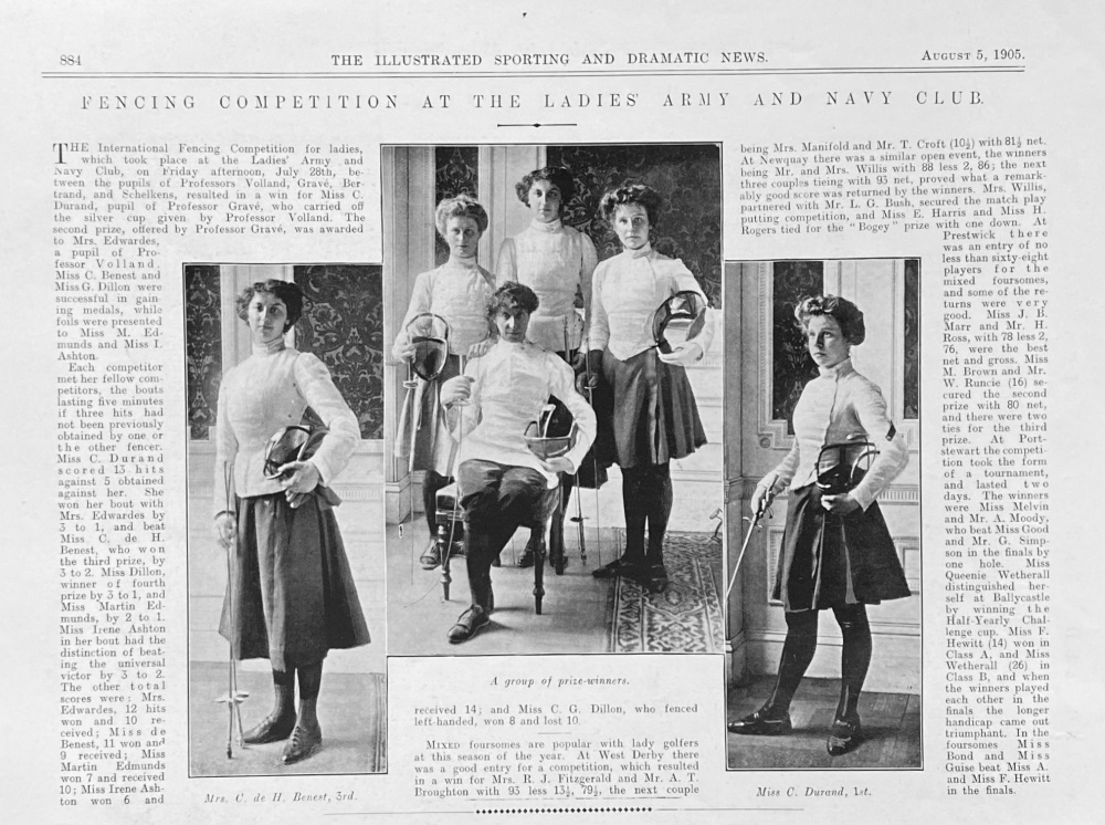 Fencing Competition at the Ladies' Army and Navy Club.  1905.