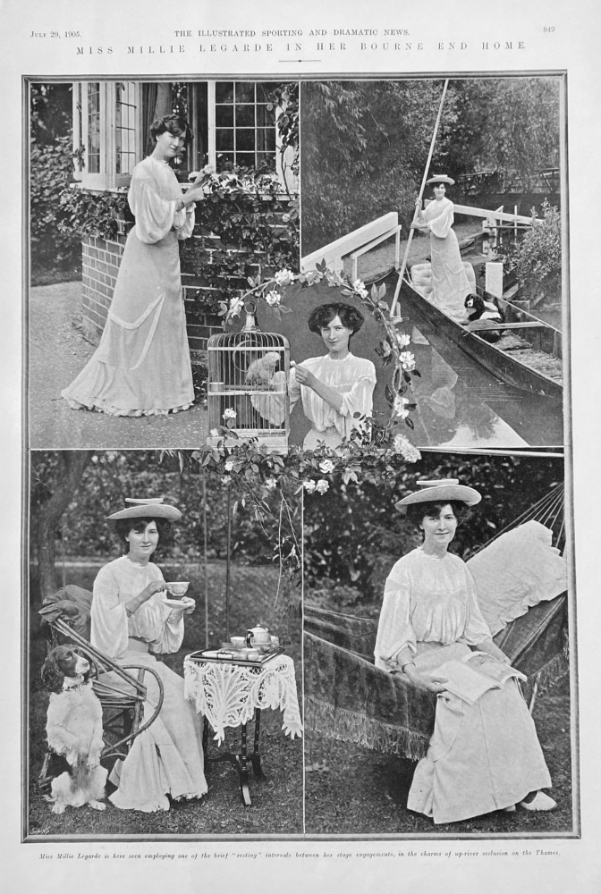 Miss Millie Legarde in her Bourne End Home.  1905.