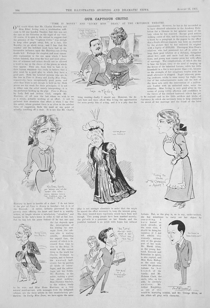 Our Captious Critic.  "Time is Money"  and  "Lucky Miss Dean," at the Criterion Theatre.  1905.