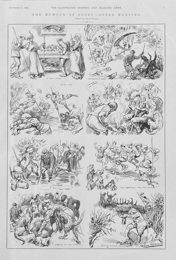The Humour of Sport. - Otter Hunting.  1905.