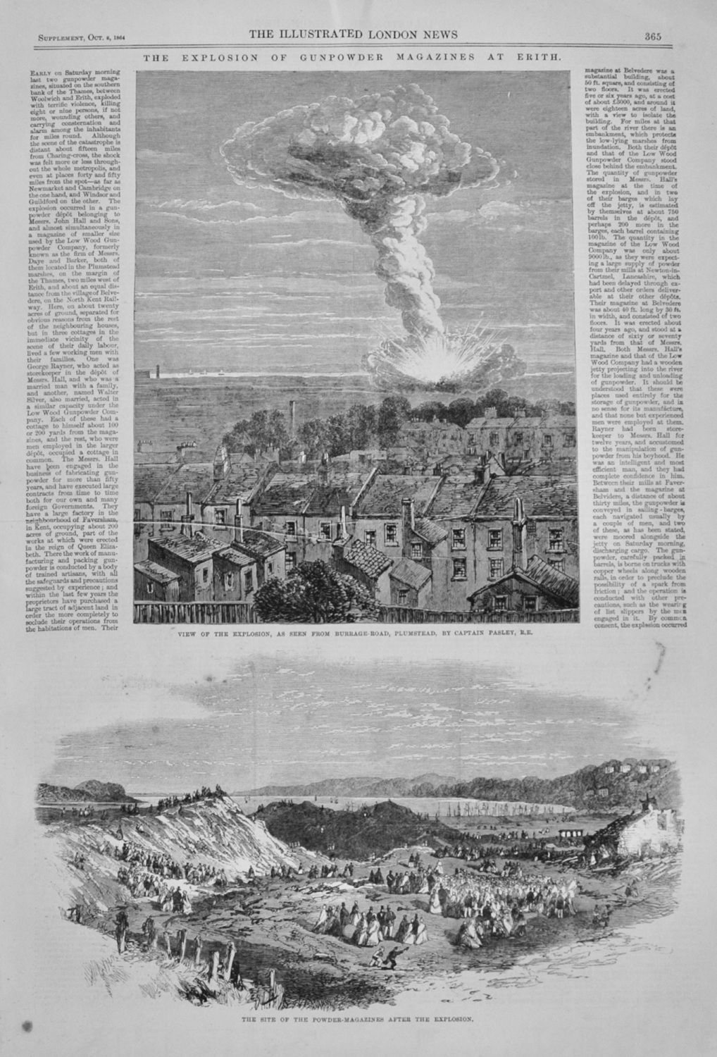 The Explosion of Gunpowder Magazines at Erith - 1864