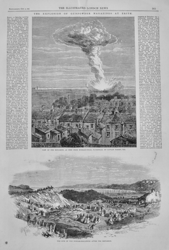 The Explosion of Gunpowder Magazines at Erith - 1864