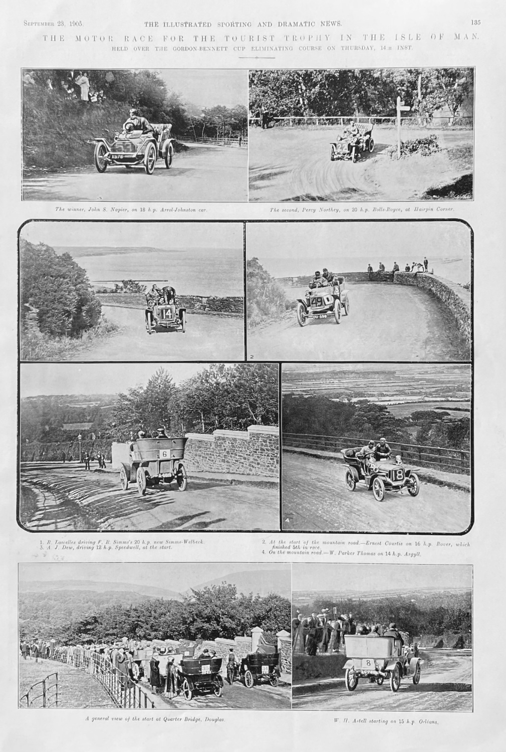 The Motor Race for the Tourist Trophy in the Isle of Man.  1905.