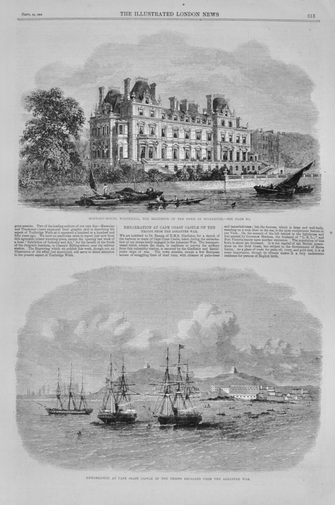 Embarkation at Cape Coast Castle of the Troops from the Ashantee War - 1864