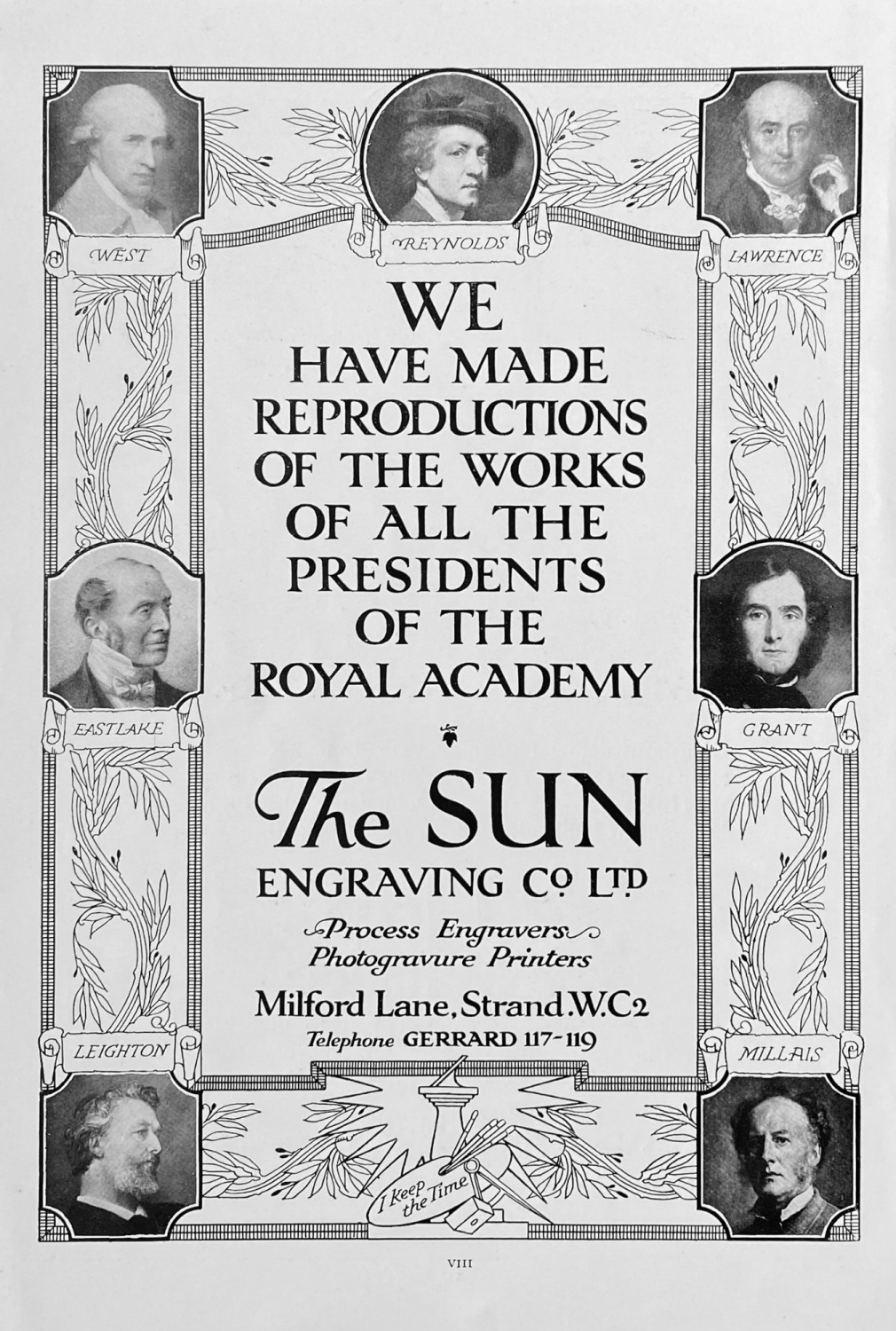 The Sun Engraving Co. Ltd., Milford  Lane, Strand. W.C.2.   1922.