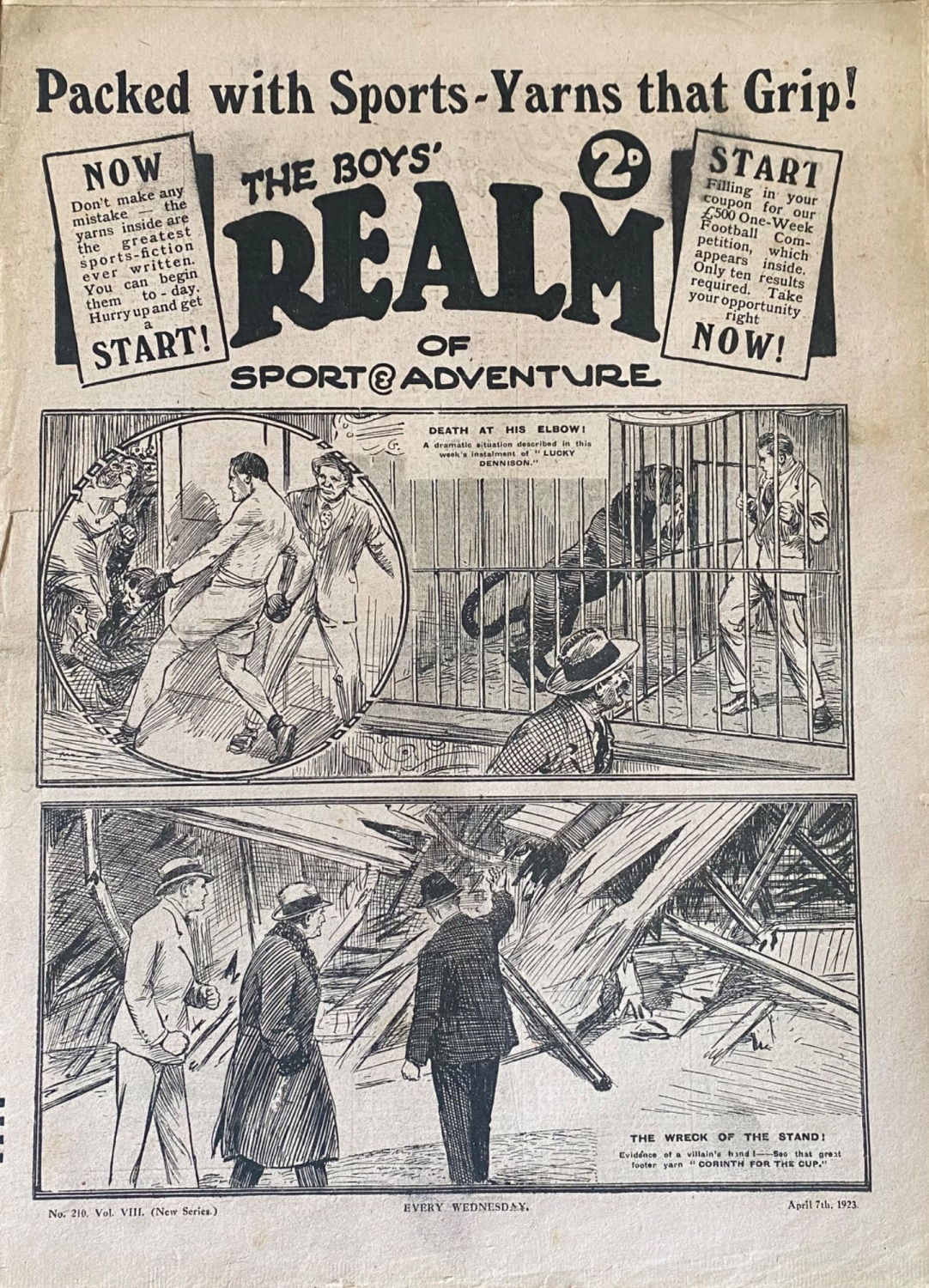 The Boys' REALM of Sport & Adventure.  April 7th, 1923.
