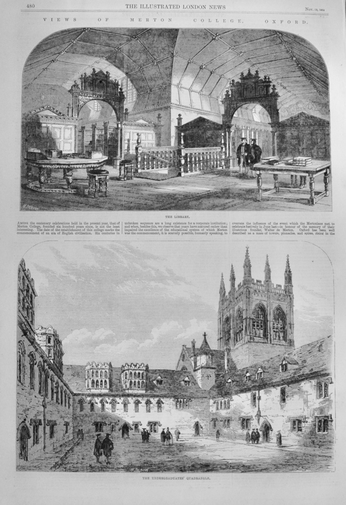 Views of Merton College, Oxford - 1864