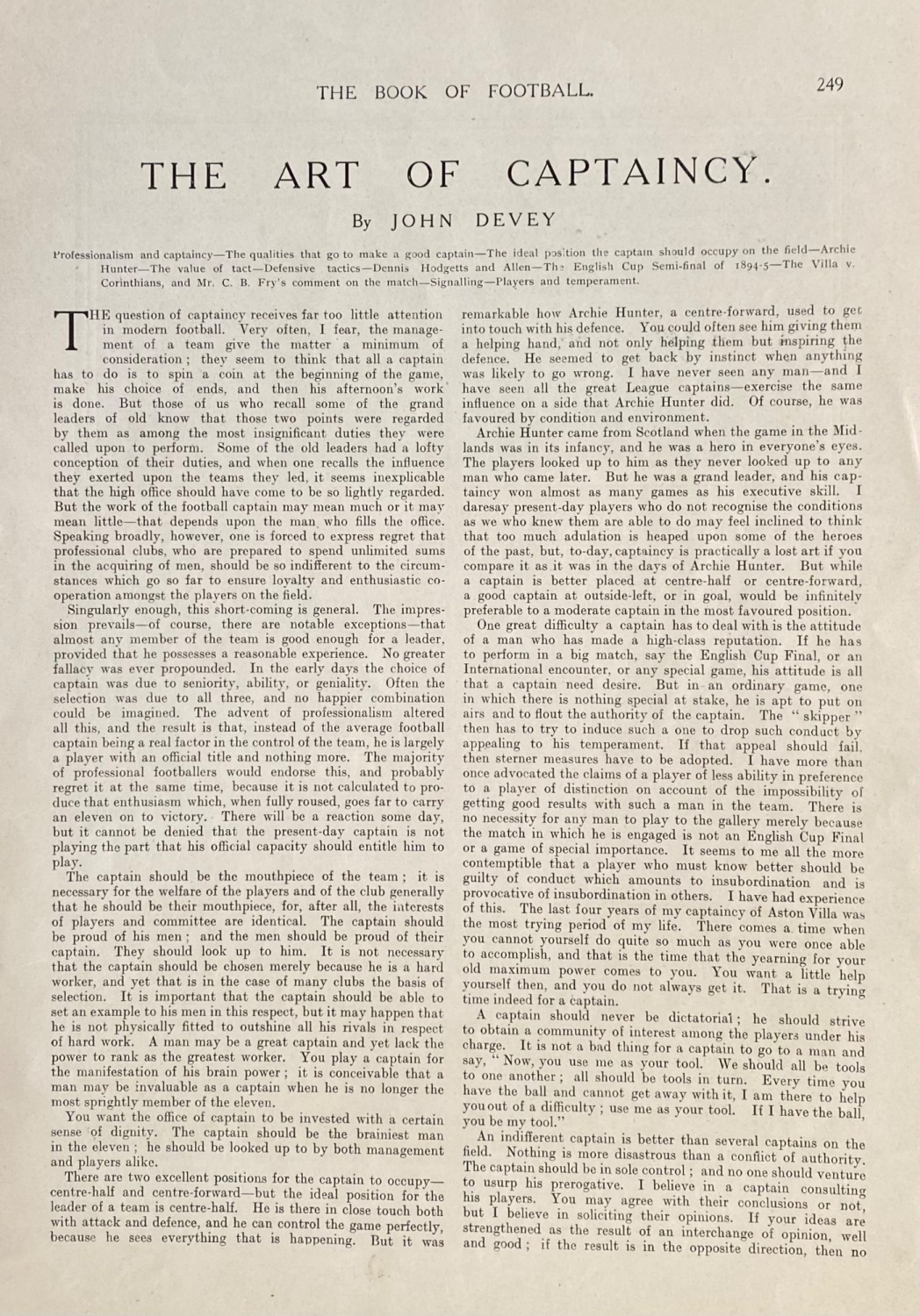 The Art of Captaincy.  1906.  (Football).