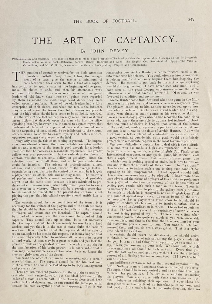 The Art of Captaincy.  1906.  (Football).