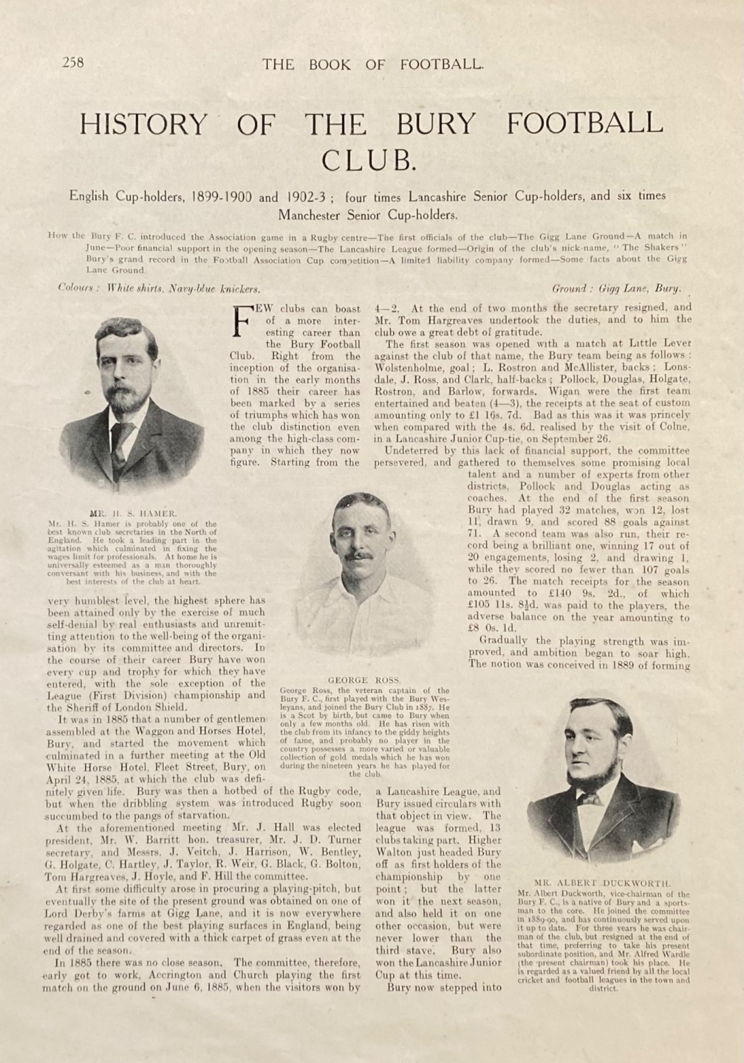 History of the Bury Football Club.  1906.
