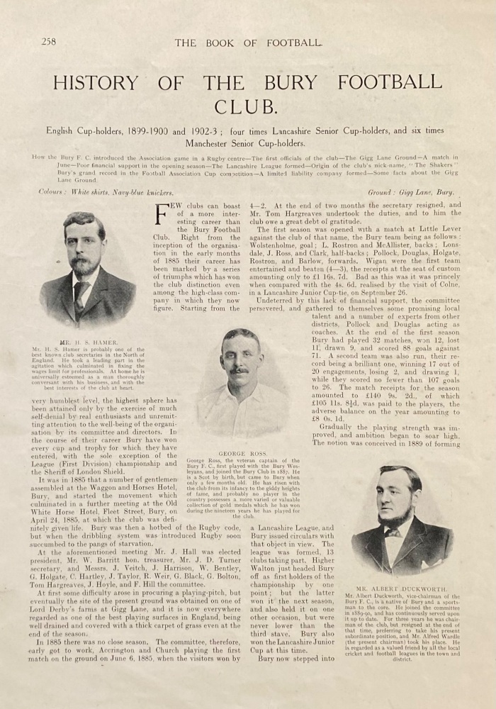 History of the Bury Football Club.  1906.