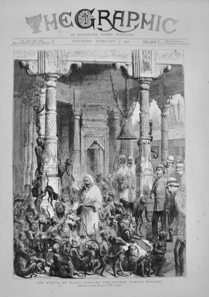 The Prince of Wales visiting the Monkey Temple, Benares - 1876