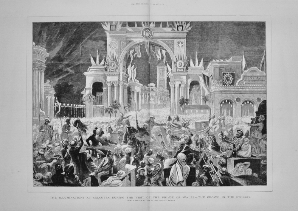 The illuminations at Calcutta - The Crowd in the Streets - 1876