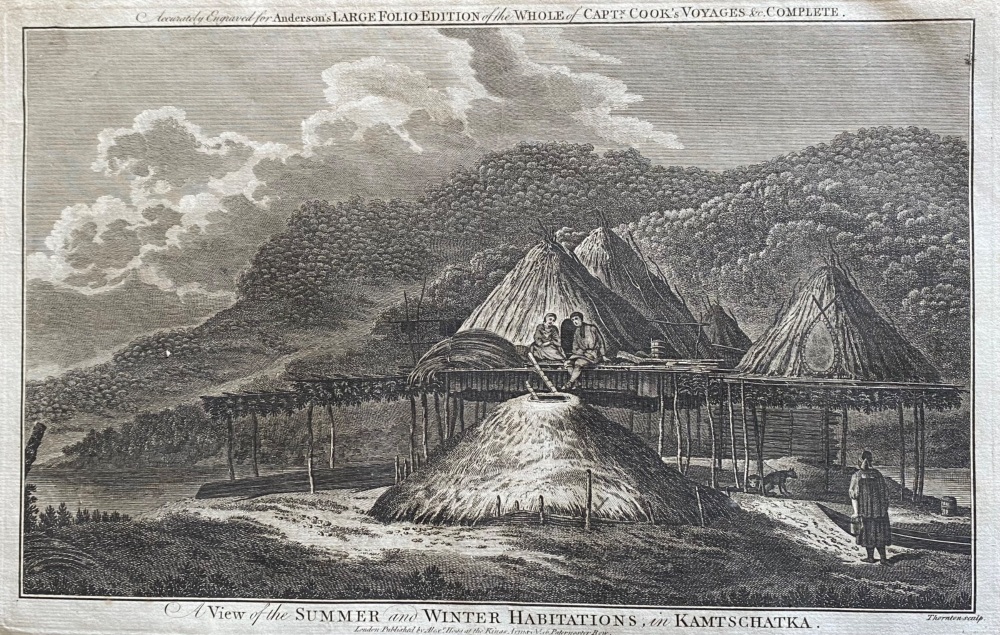 A View of the SUMMER and WINTER HABITATIONS, in KAMTSCHATKA.  1784.