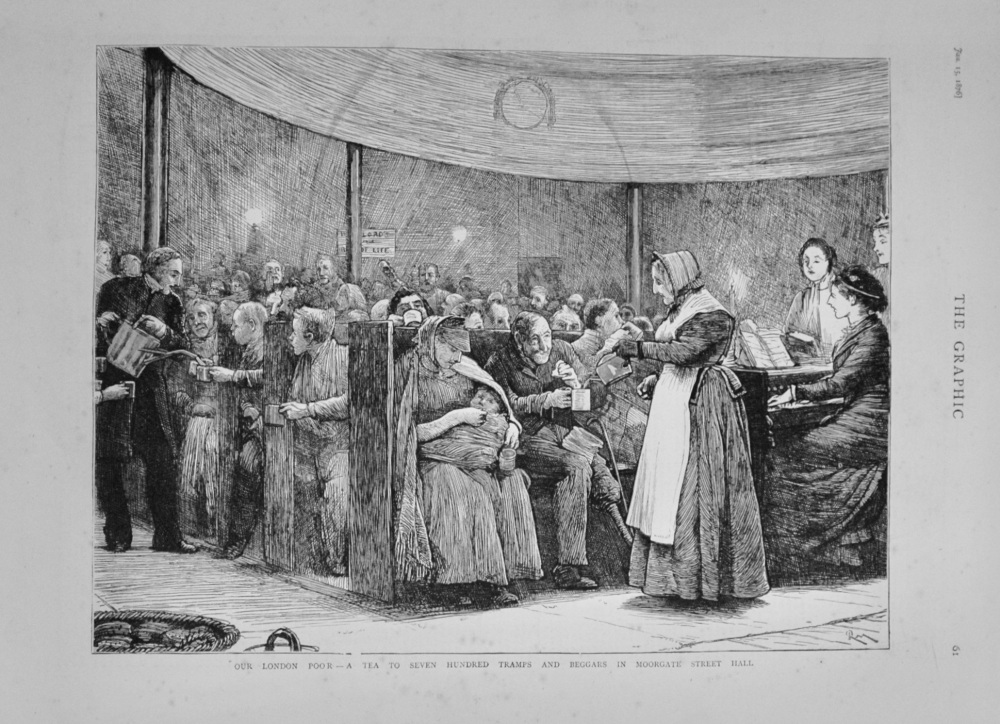 A Tea for Tramps and Beggars in Moorgate Street Hall - 1876