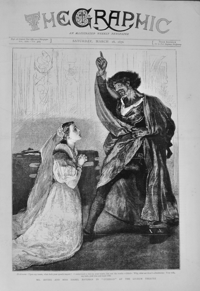 Mr Irving and Miss Isabel Bateman in "Othello"