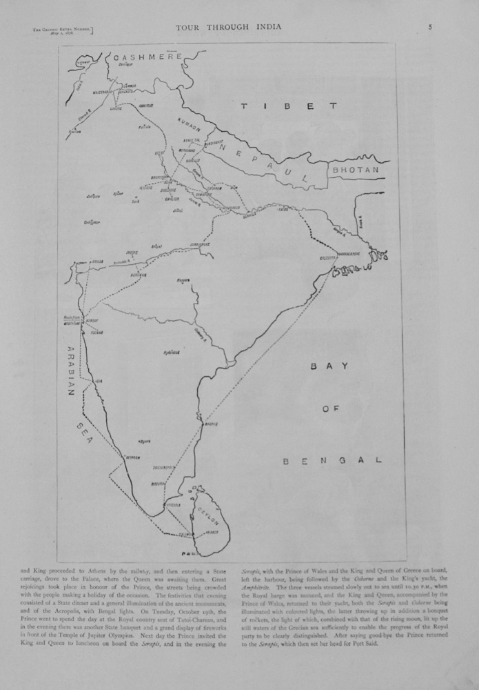 Map of India - Prince of Wales Visit - 1876
