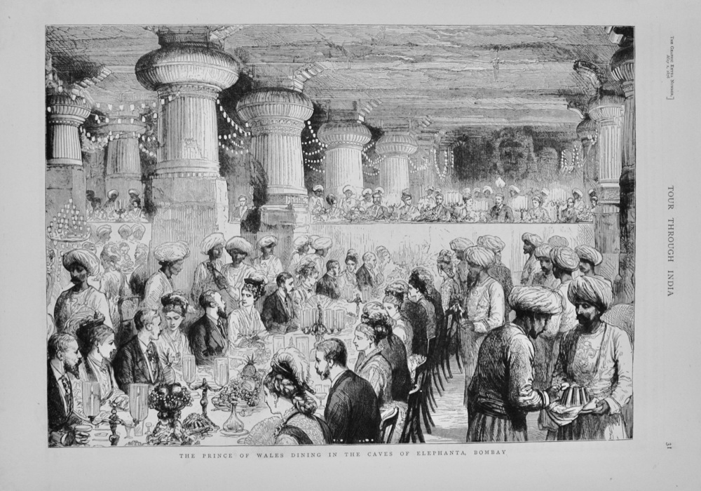 The Prince of Wales dining in the Caves of Elephanta, Bombay - 1876