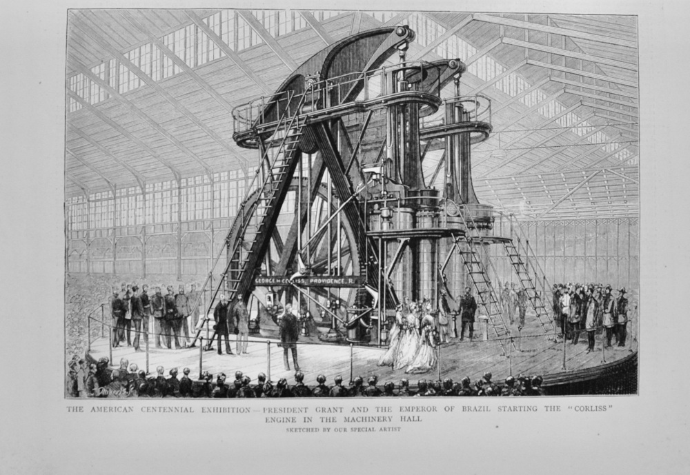 Starting the "Corliss" Engine at the American Exhibition - 1876
