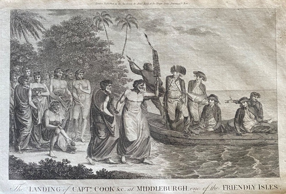 The LANDING of CAPT.  COOK  & c.  at  MIDDLEBURGH, one of the  FRIENDLY ISLES.  1784 - 1786