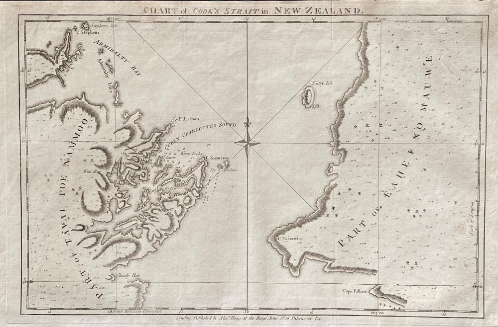CHART of COOK'S  STRAIT in NEW ZEALAND.  1784 - 1786