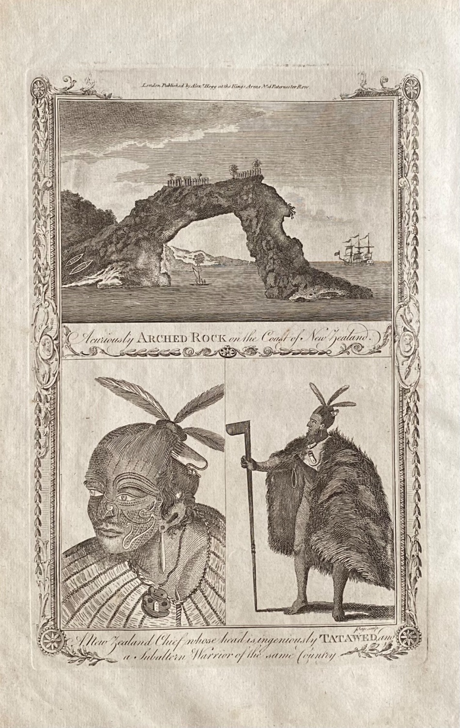 New Zealand Chief whose head is ingeniously TATAWED, and a Subaltern Warrio