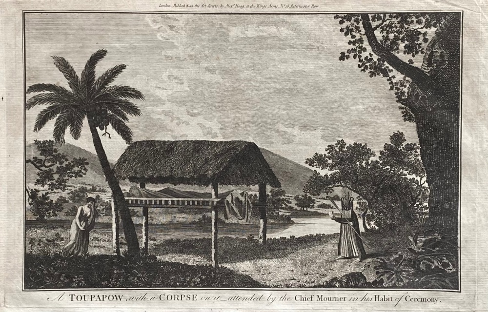 A TOUPAPOW, with a CORPSE on it_attended by the Chief Mourner in his Habit of Ceremony.  1784 - 1786.