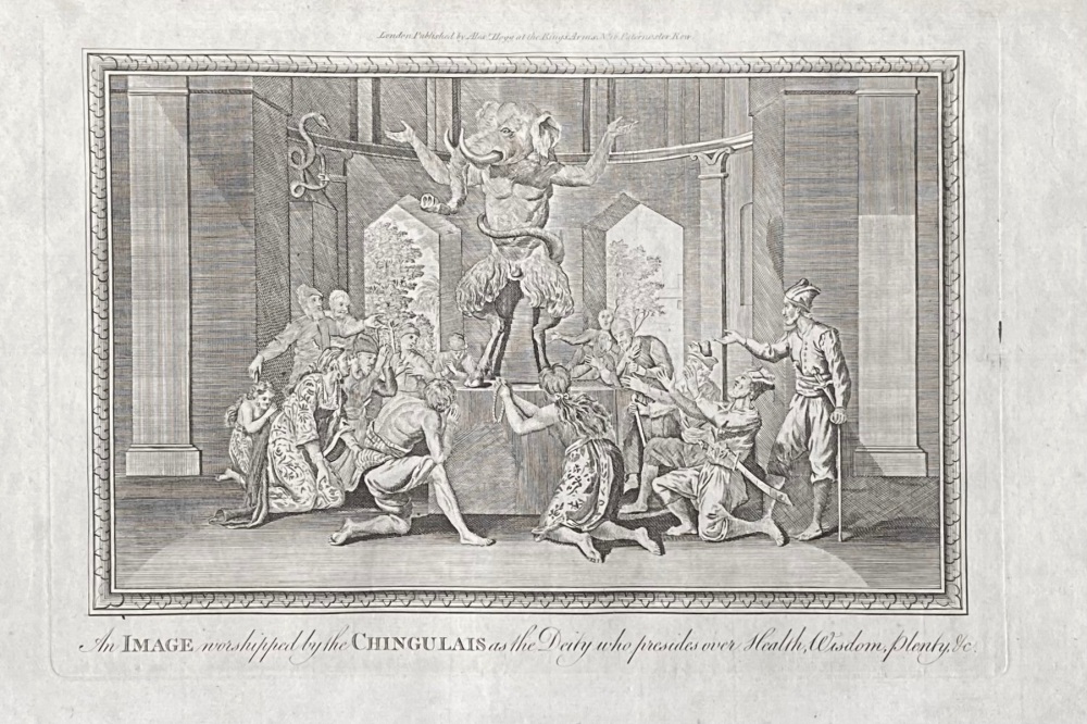 The IMAGE worshipped by the CHINGULAIS as the Deity who presides over Health, Wisdom, Plenty, &c.  1784-86.