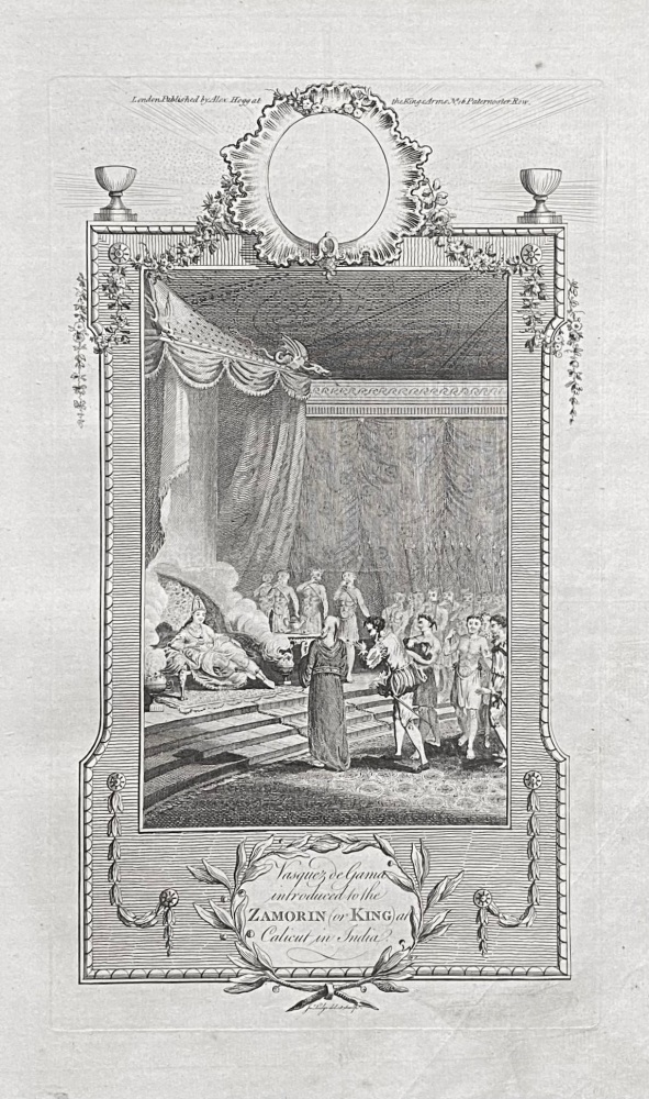 Vasquez de Gama introduced to the ZAMORIN (or KING) at Calicut in India.  1784-86.