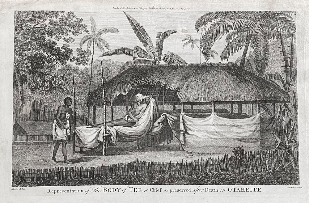 Representation of the BODY of TEE, a Chief as preserved after Death, in OTAHEITE.  1784-86.