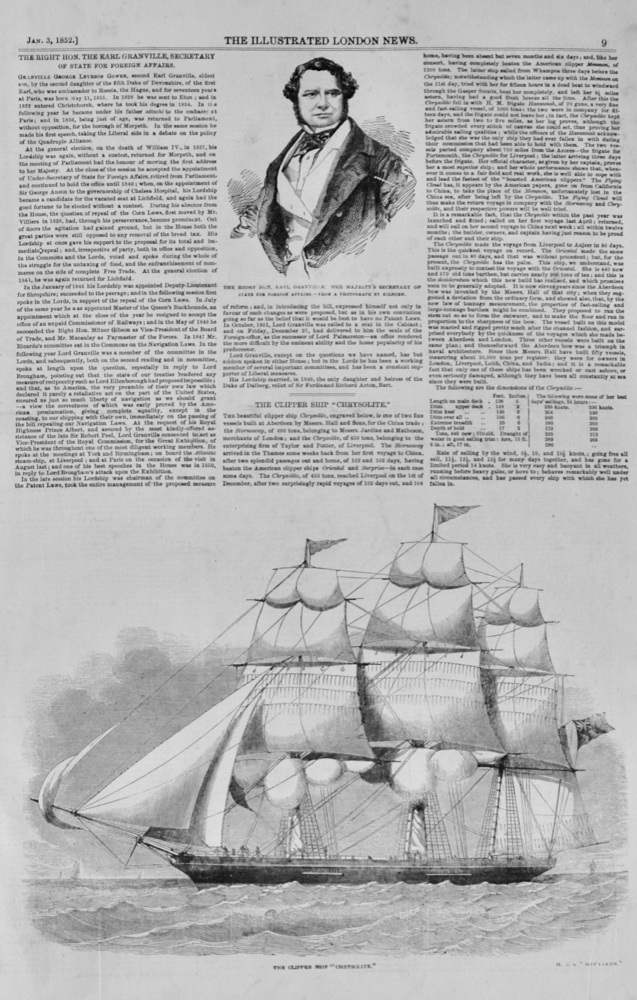 The Clipper Ship "Chrysolite" - 1852