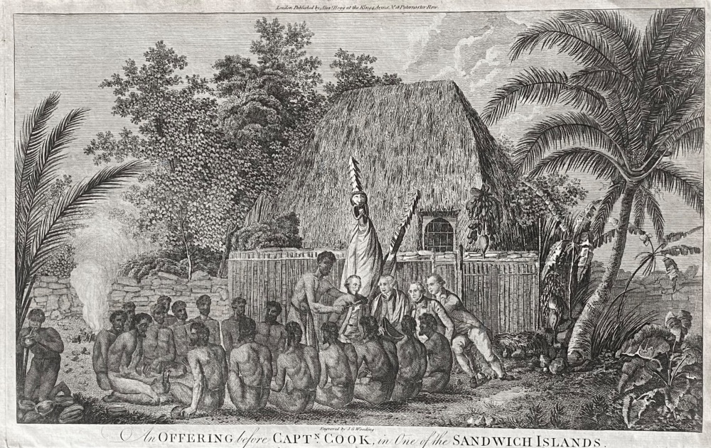 An OFFERING before CAPT. COOK, in One of the SANDWICH ISLANDS.  1784-86.