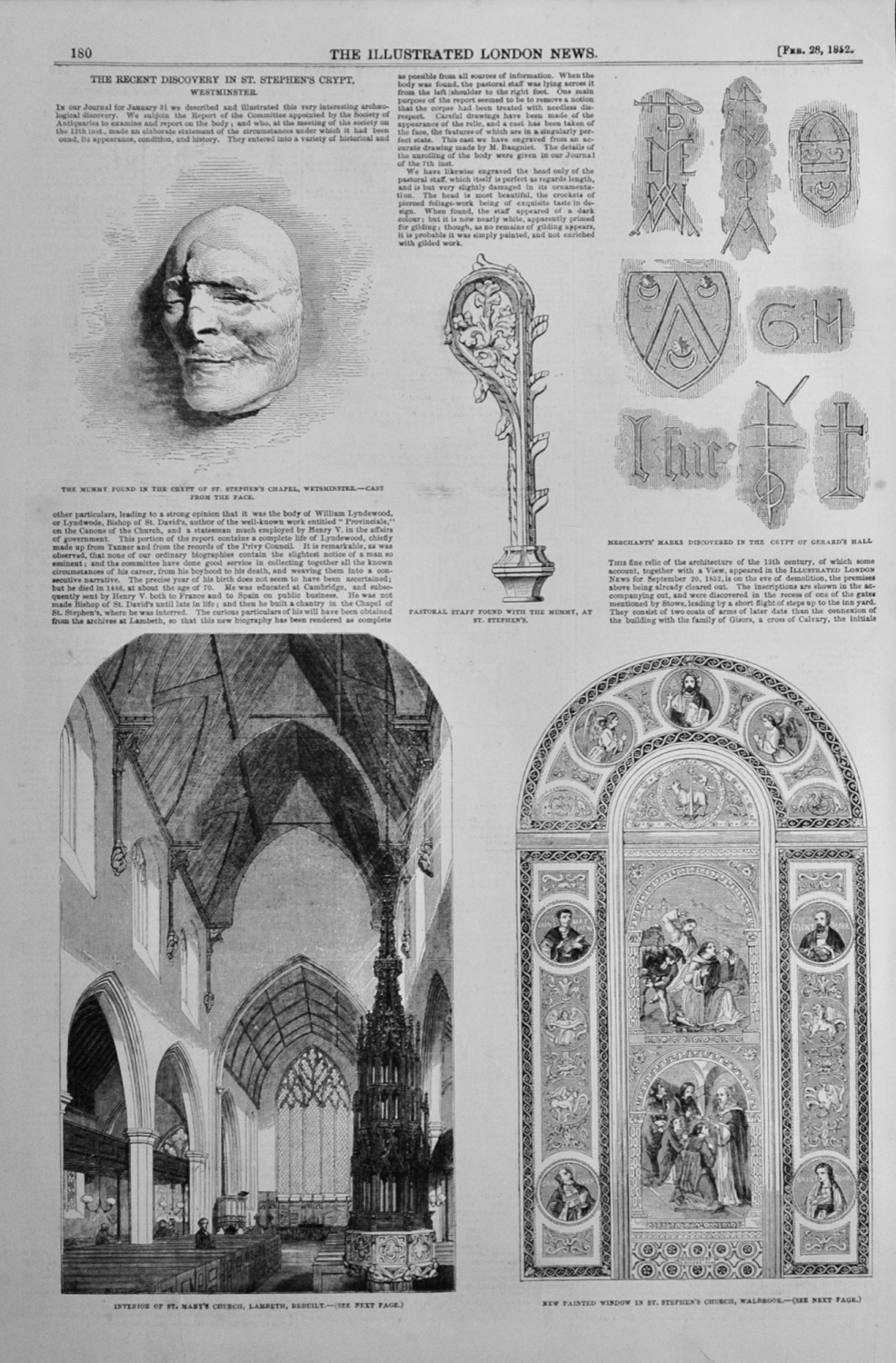 The Recent Discovery in St Stephen's Crypt, Westminster - 1852