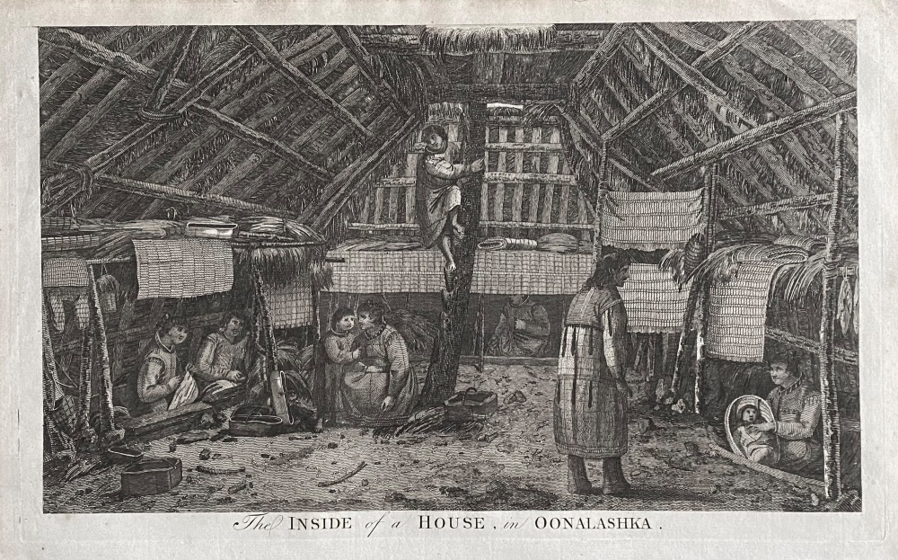 The INSIDE of a HOUSE, in OONALASHKA.  1784-86.