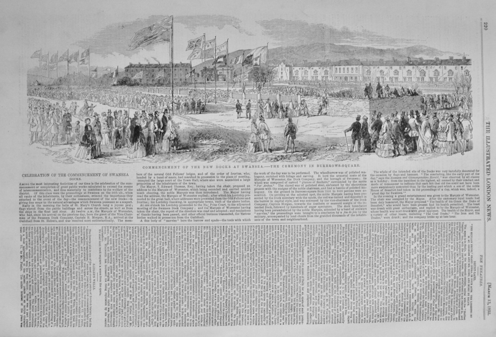 Commencement of the New Docks at Swansea - 1852