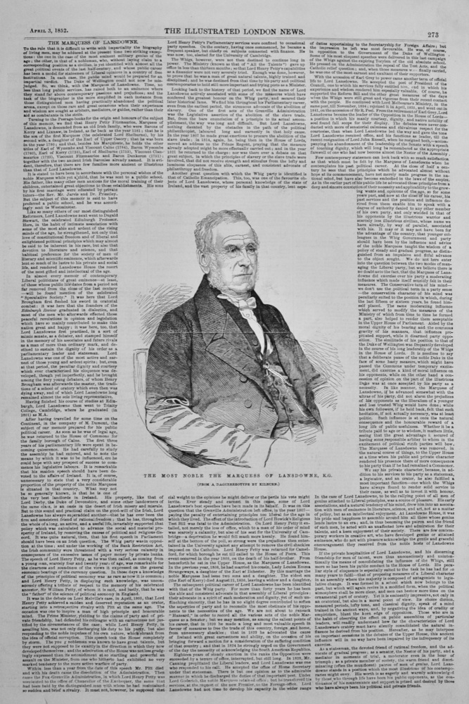The Marquess of Lansdowne - 1852